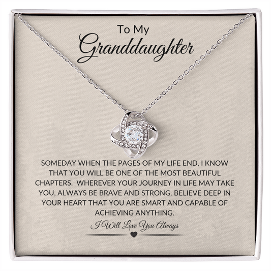 To My Granddaughter Love Knot Necklace