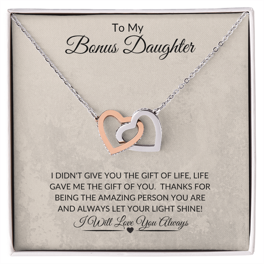 To My Bonus Daughter Interlocking Hearts Necklace