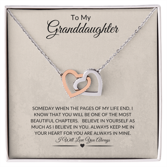 To My Granddaughter Interlocking Heart Necklace