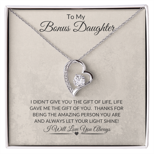 To My Bonus Daughter Forever Love Necklace